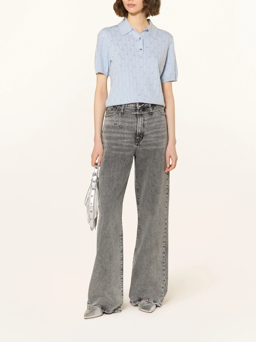 Maje Wide Leg Charcoal Gray Jeans